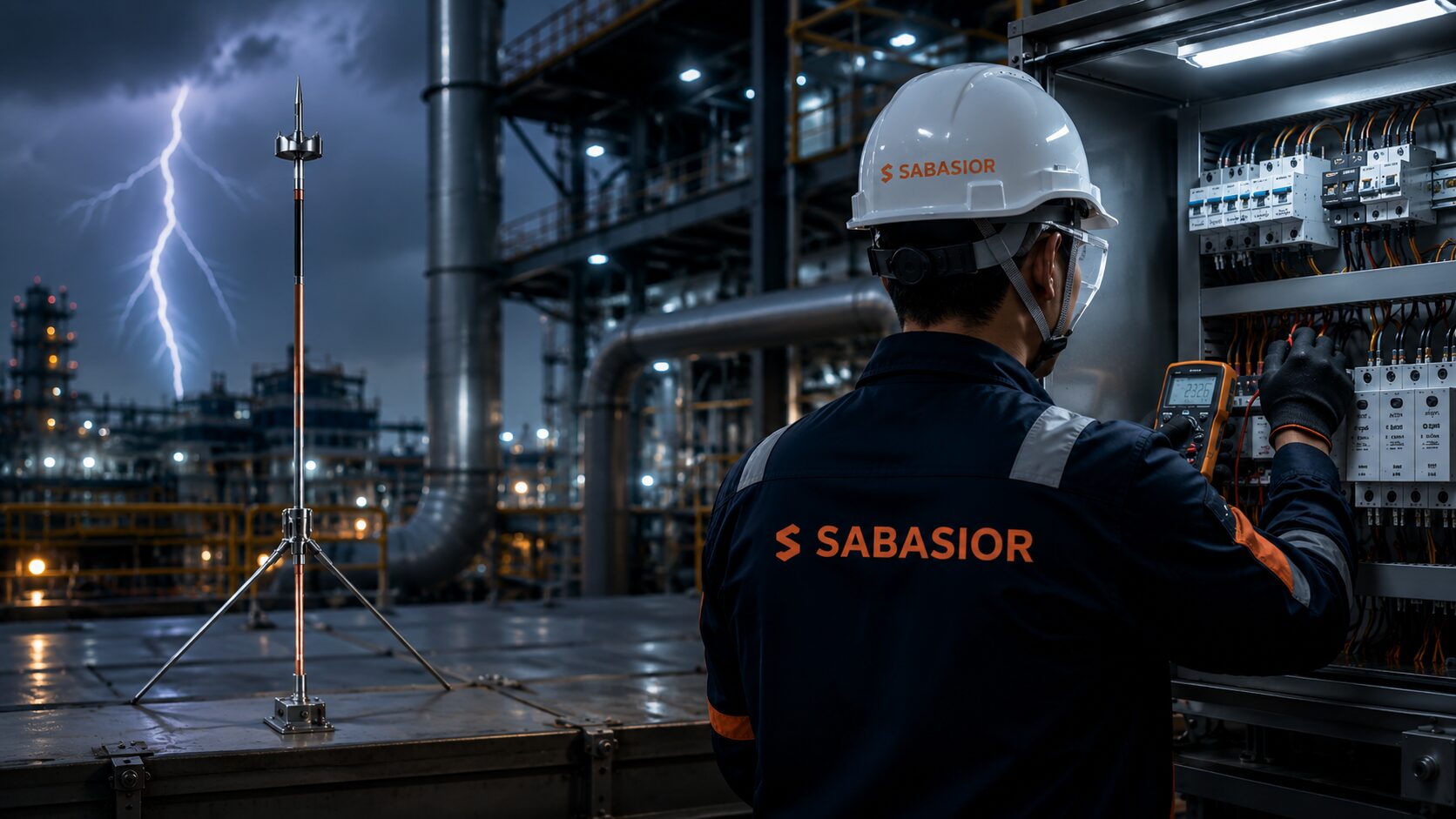 Sabasior engineer testing electrical protection system